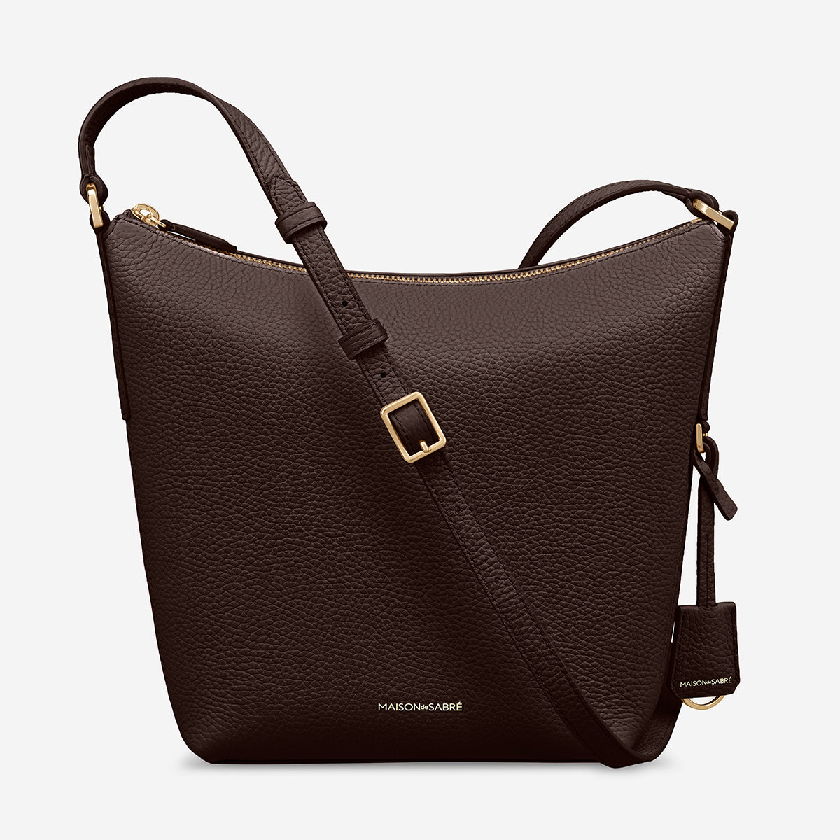 MAISON de SABRÉ ボディバッグ ブラウン Zipped Bucket Bag in Espresso Brown | MAISON de SABRÉ