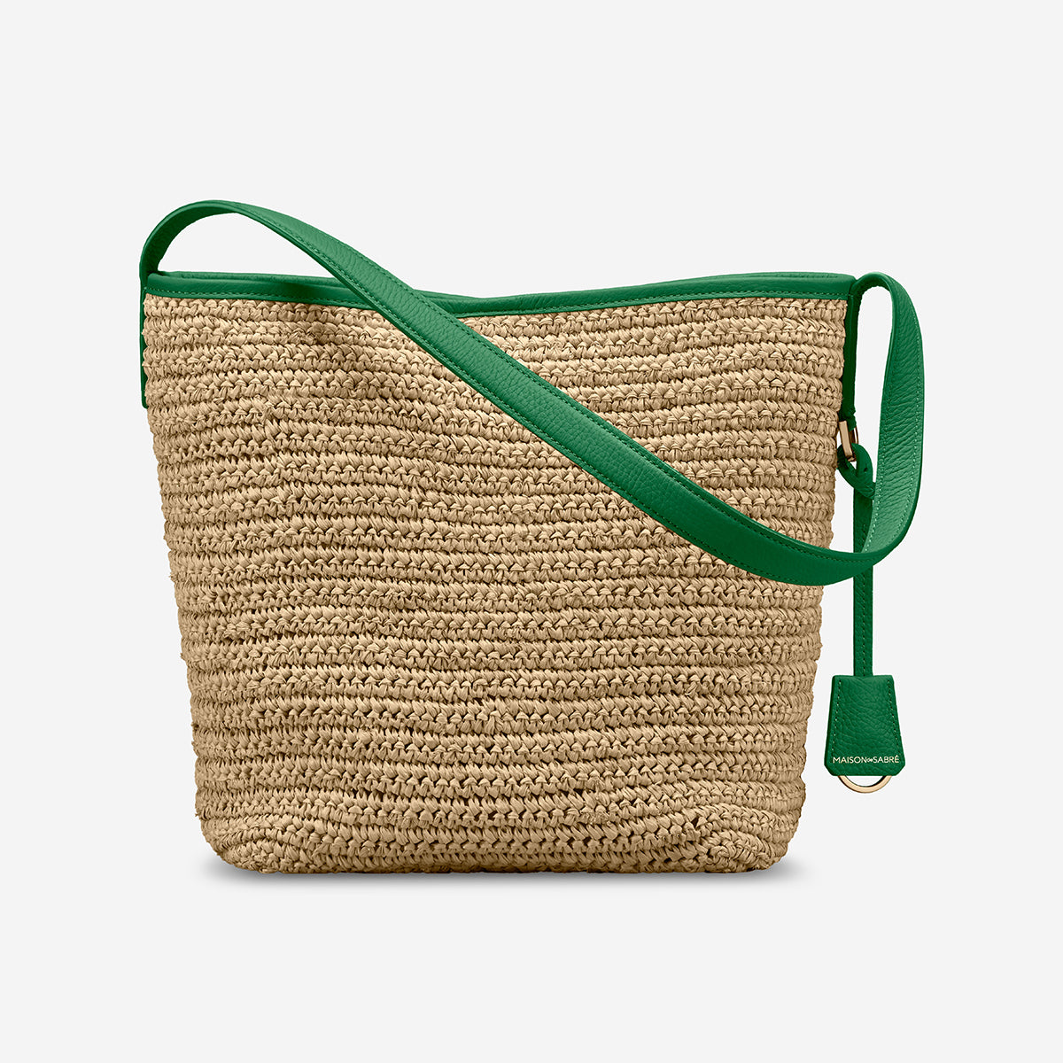The Raffia Bucket Soft Tote - Emerald Green