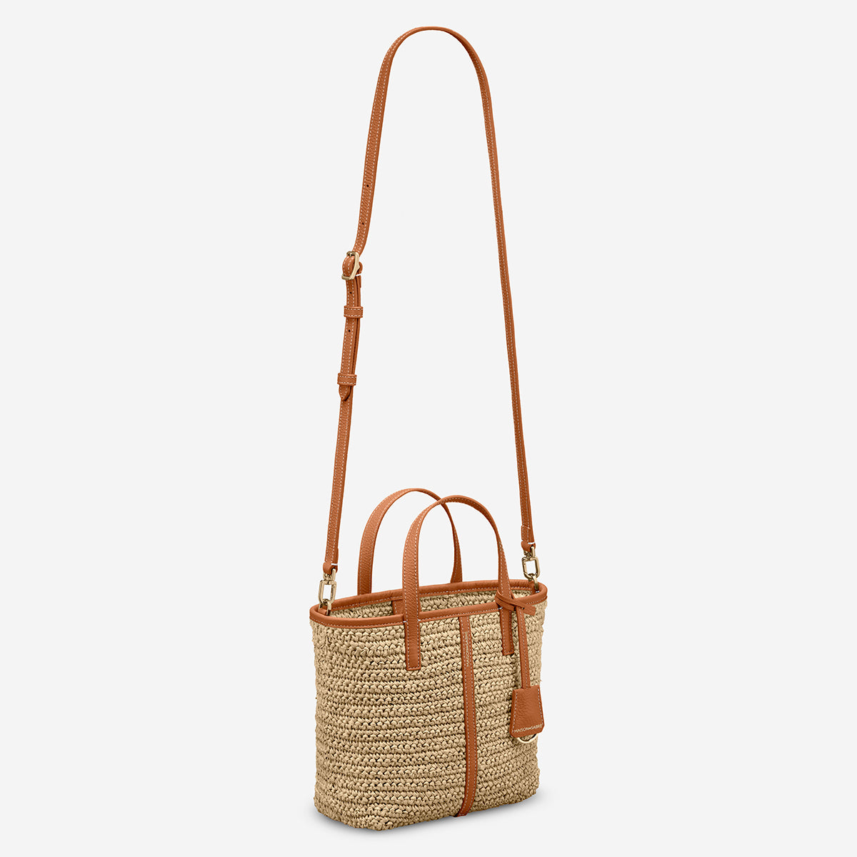 The Raffia Small Soft Tote - Pecan Brown