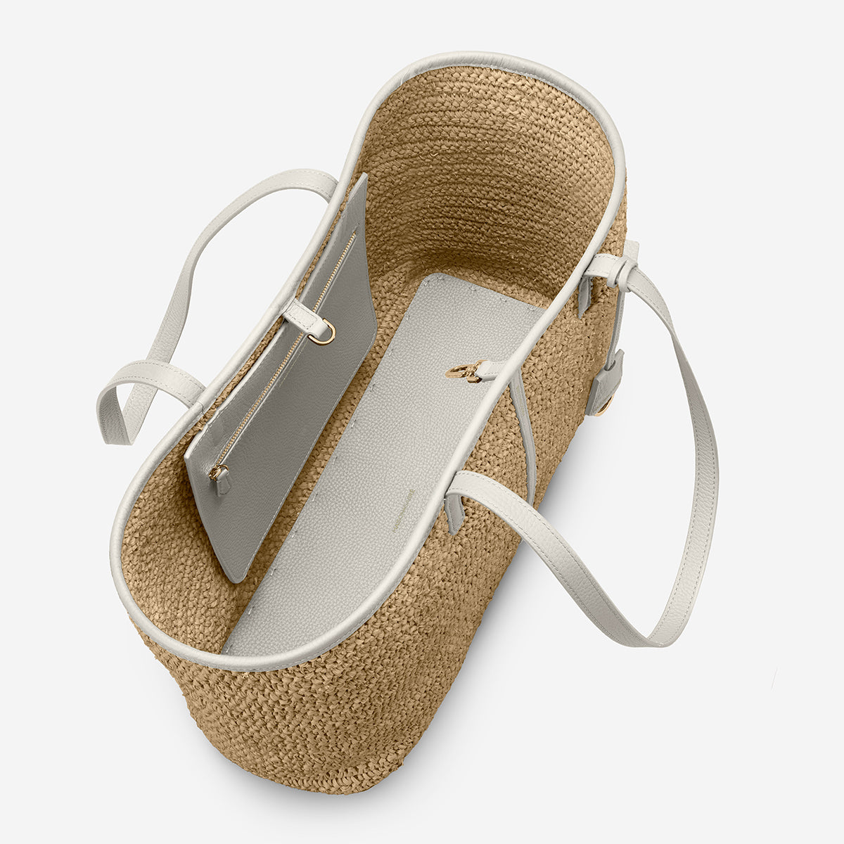 The Raffia Snap Soft Tote - Foam White