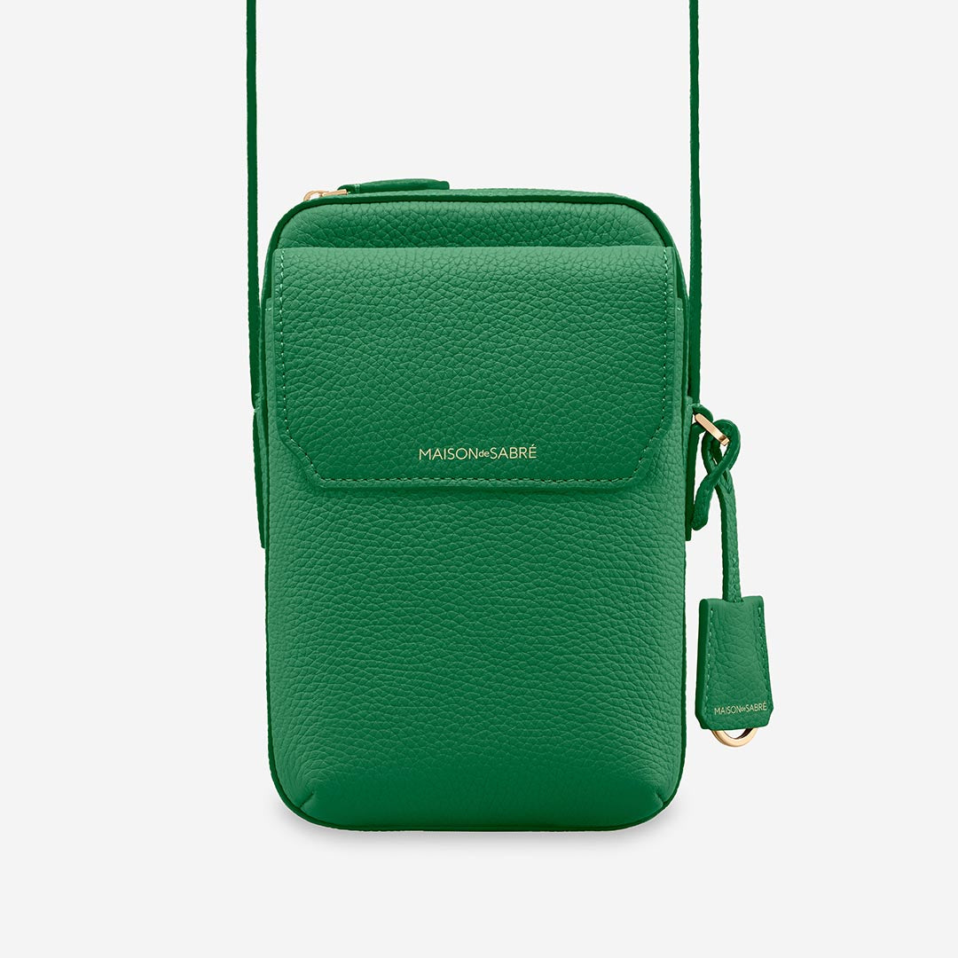 The Zipped Phone Pouch - Emerald Green – MAISON de SABRÉ