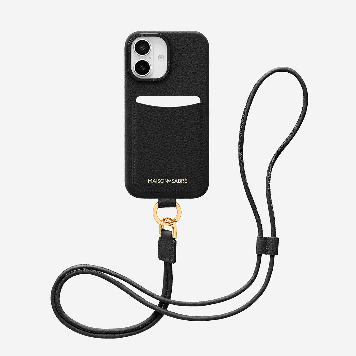 Sling Phone Case iPhone 16 in Black Caviar | MAISON de SABRÉ