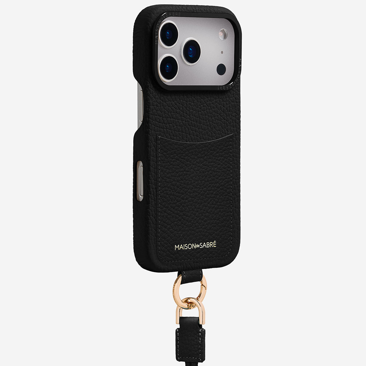 Sling Phone Case iPhone 17 Pro Max in Black Caviar – MAISON de SABRÉ