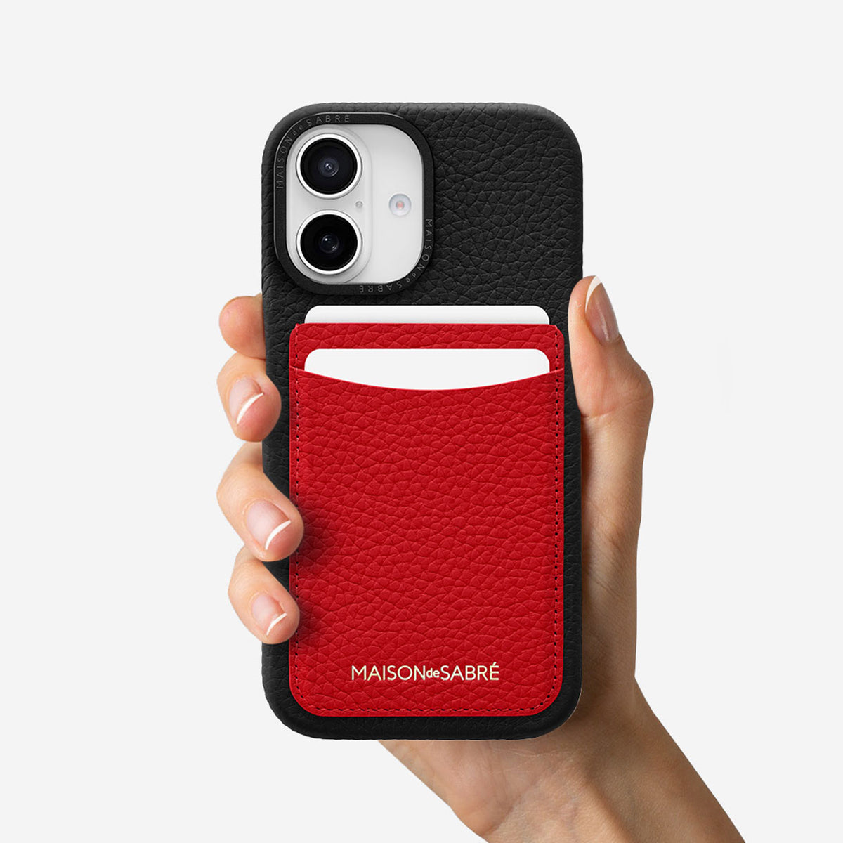 The Card Phone Case iPhone 16 - Rouge Noir