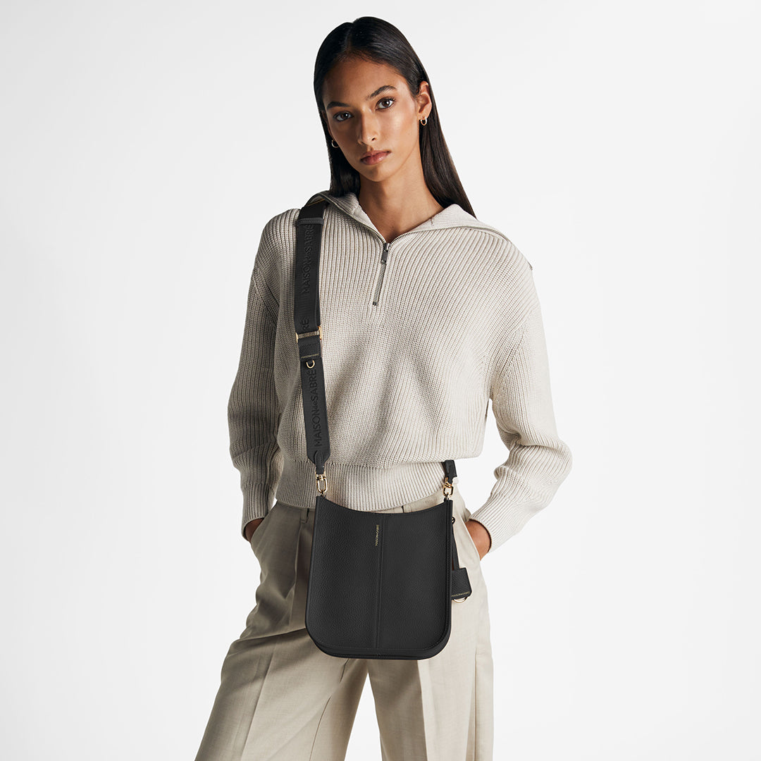 Saddle Bag in Black Caviar | MAISON de SABRÉ