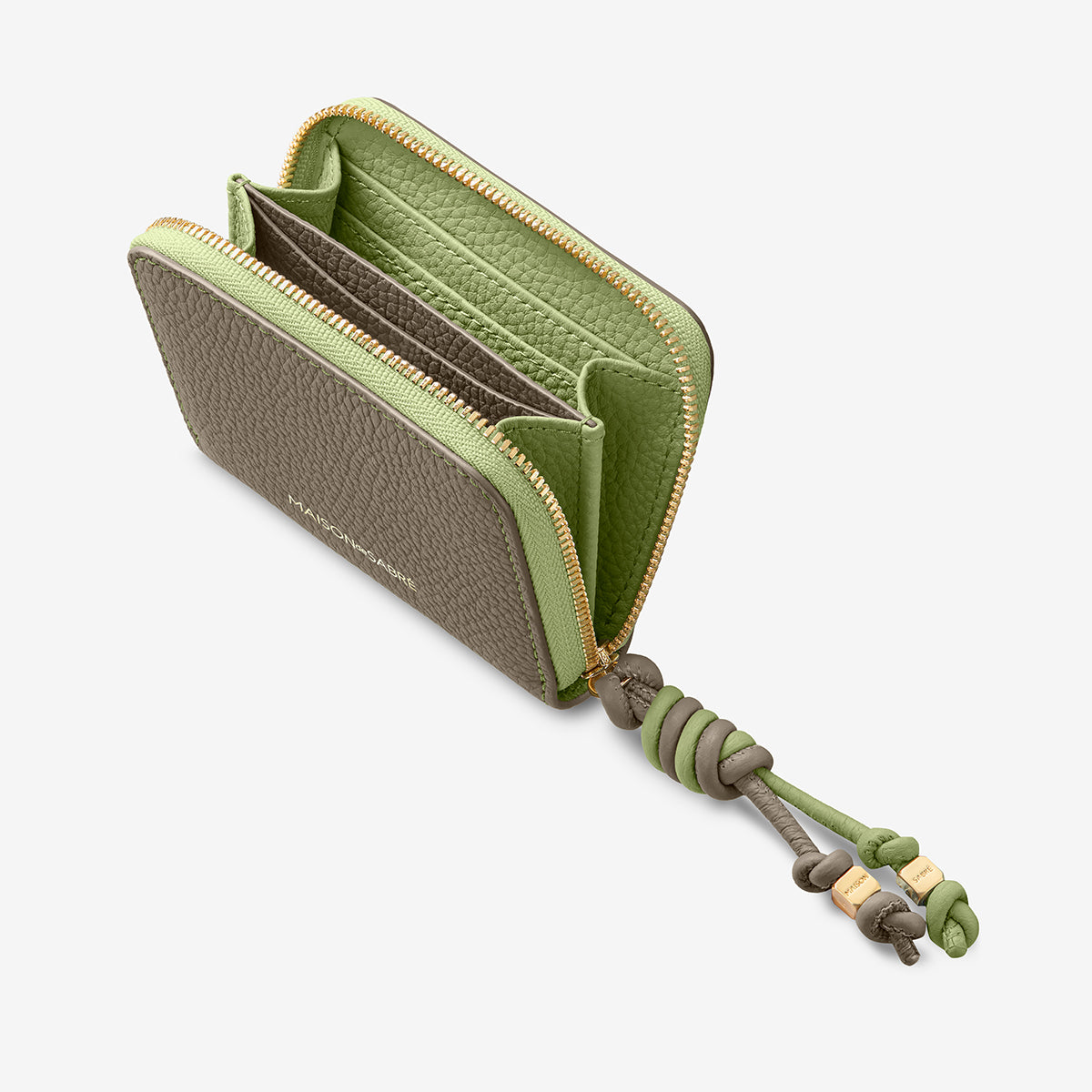 Zipped Wallet in Cashmere Matcha | MAISON de SABRÉ