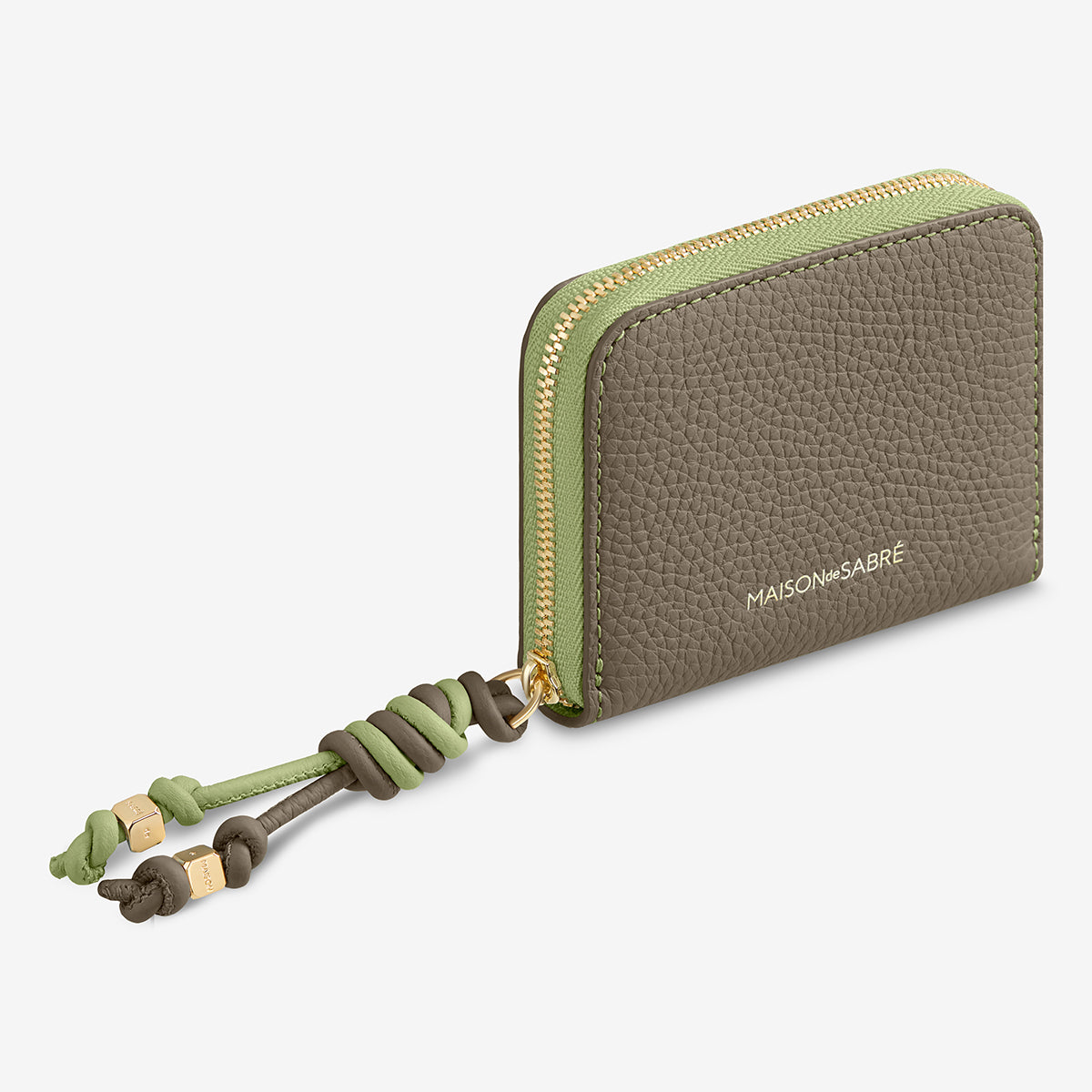 Zipped Wallet in Cashmere Matcha | MAISON de SABRÉ