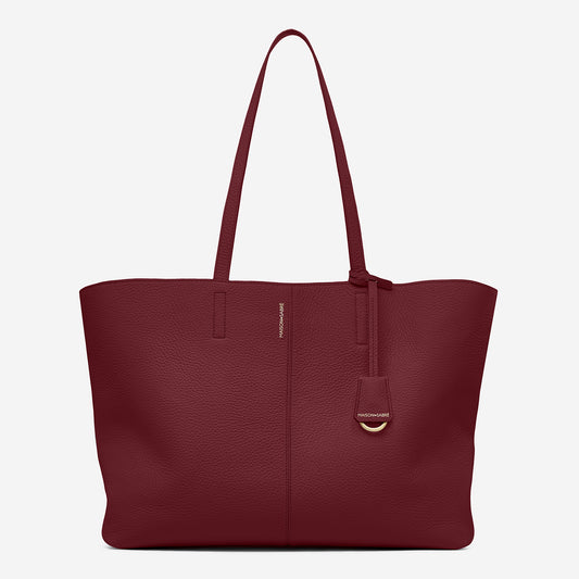 The Zipped Soft Tote - Plum Red