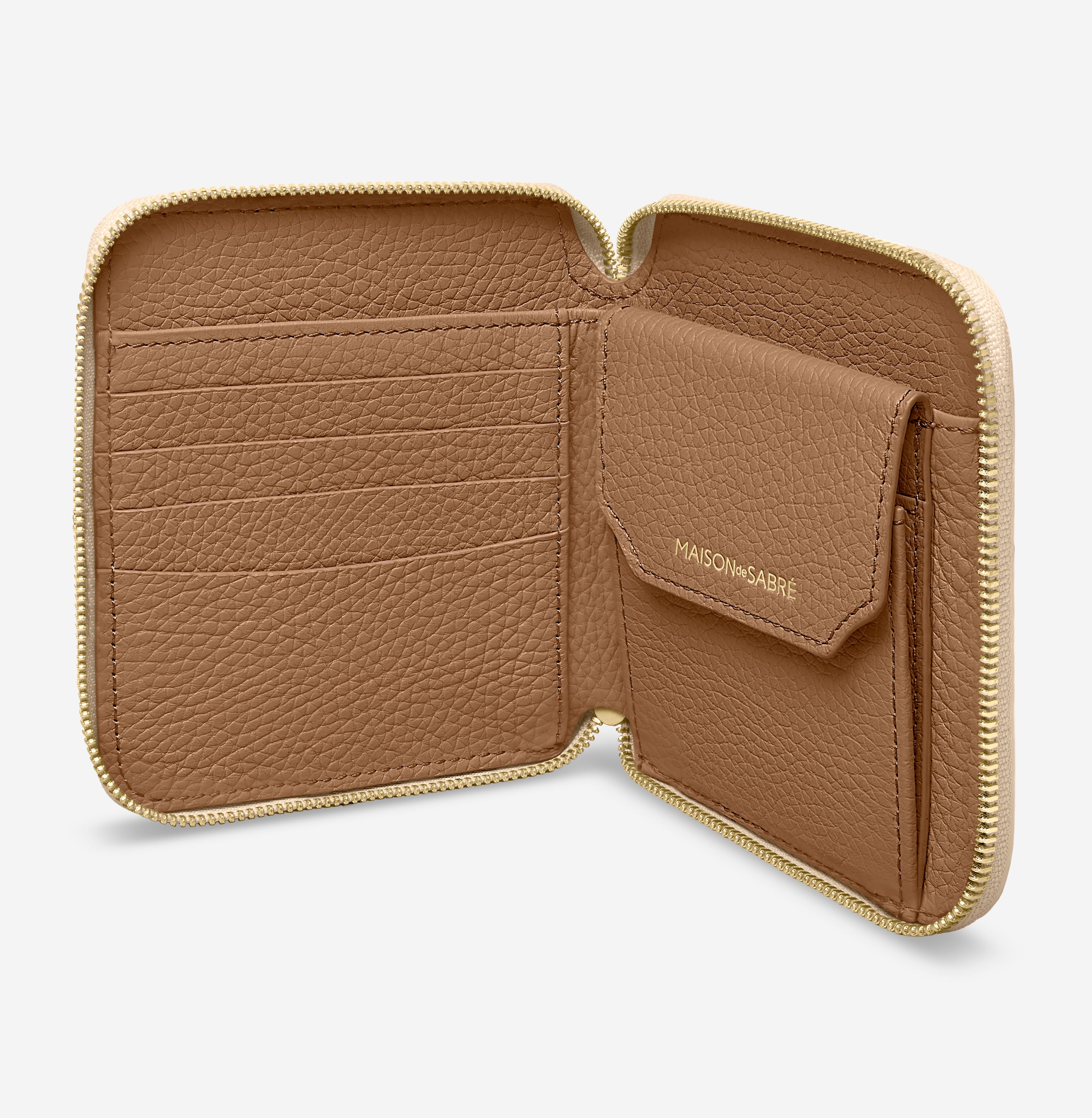 SALE ！HOUSE wasabe mini wallet brown Zip Around Wallet in Saharan Brown | MAISON de SABRÉ