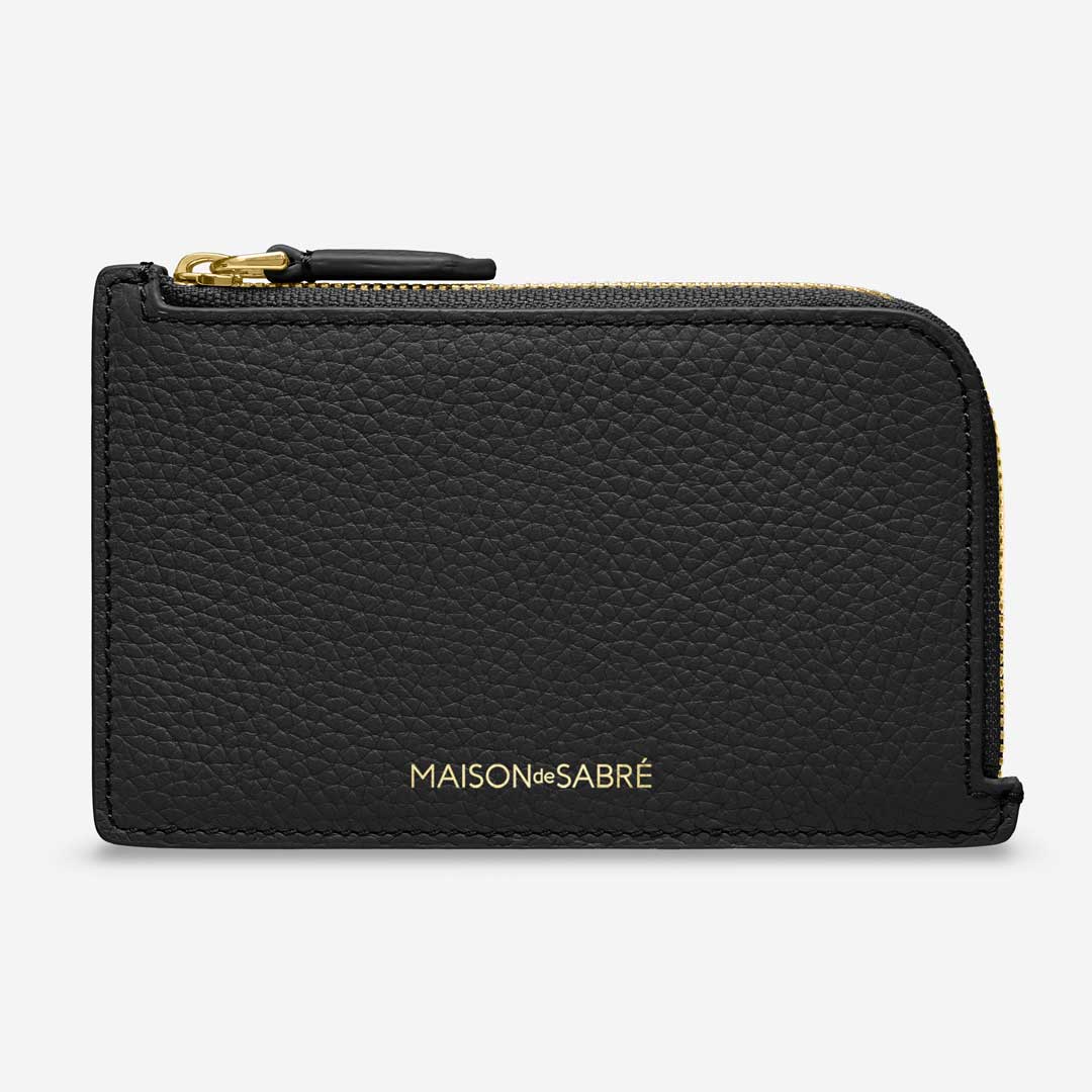 Zip Card Holder in Black Caviar | MAISON de SABRÉ