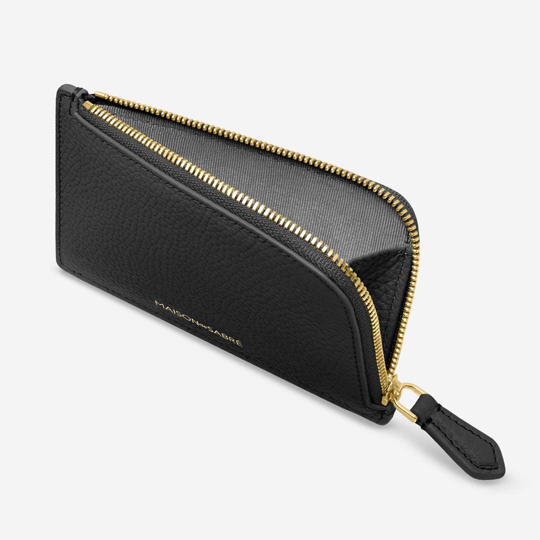 MAISON de SABRE ケース 小銭入れ ブラック Zip Card Holder in Black Caviar | MAISON de SABRÉ