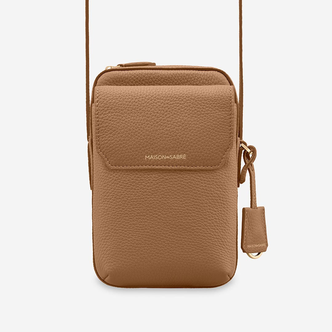 The Zipped Phone Pouch - Sandstone Brown